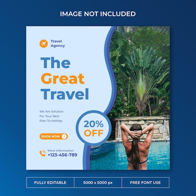 Travel agency instagram post social media template