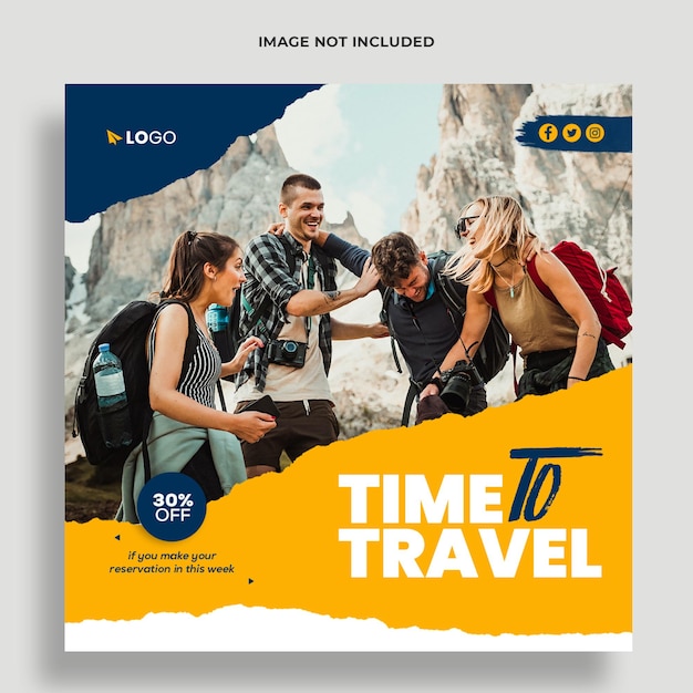 Travel agency social media and banner template Premium Psd