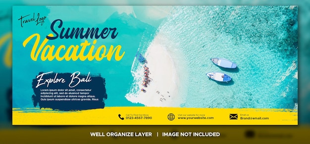 Travel Agency Social media facebook banner and tour holiday vacation web banner template