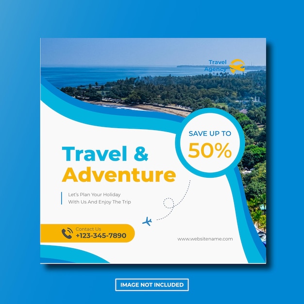 Travel agency social media instagram post editable template