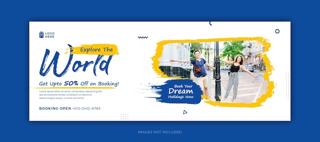 Travel agency world tour facebook cover and social media web banner template