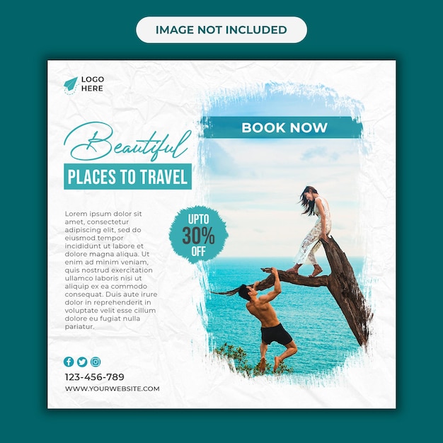 Travel agent and tourism social media post web banner