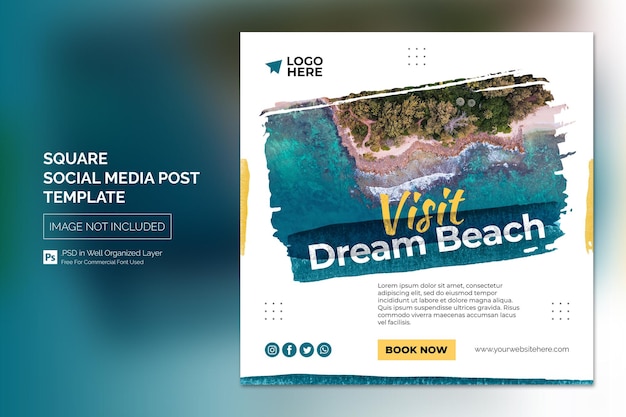 Travel Agent and Tourism Square Banner or Social Media Post Template