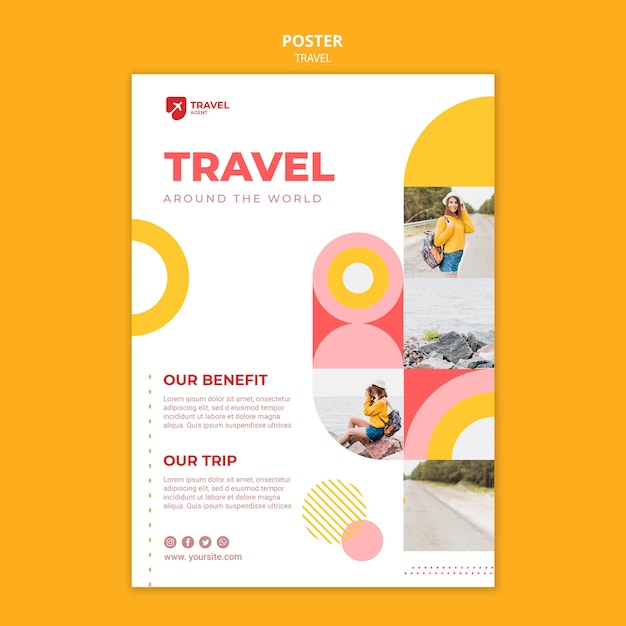 Travel around the world poster template