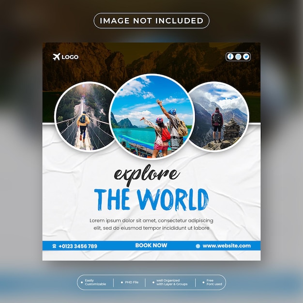 Travel banner social media Instagram post design template