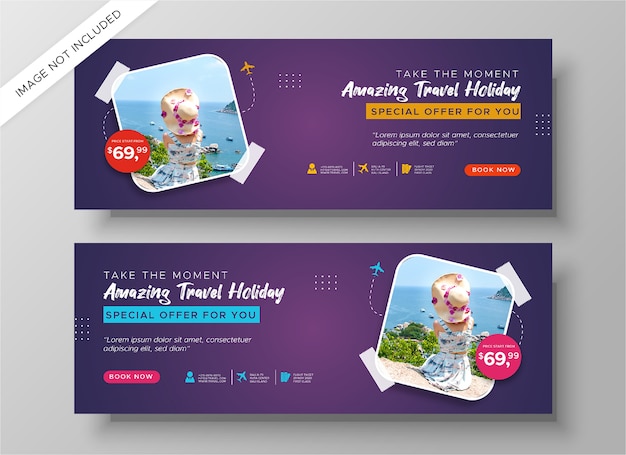 Travel banners template isolated