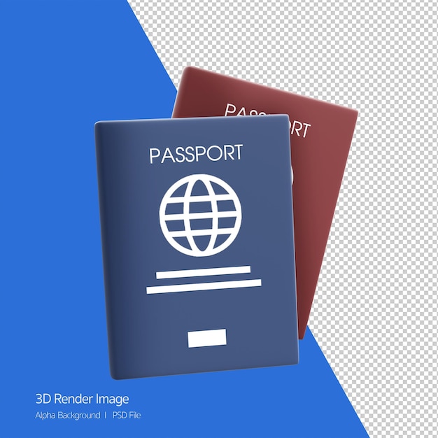 Travel concept3D rendering oblect illustration of passport