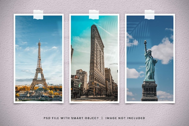 Travel Destinations Wall Photo Frame Mockup Template