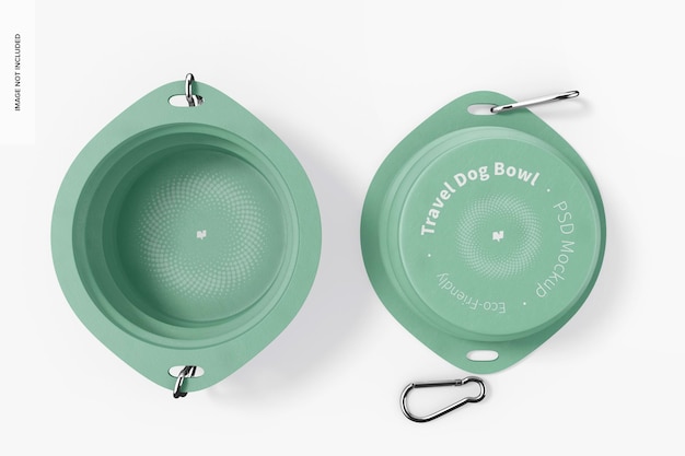 Travel Dog Bowls Mockup, Top View