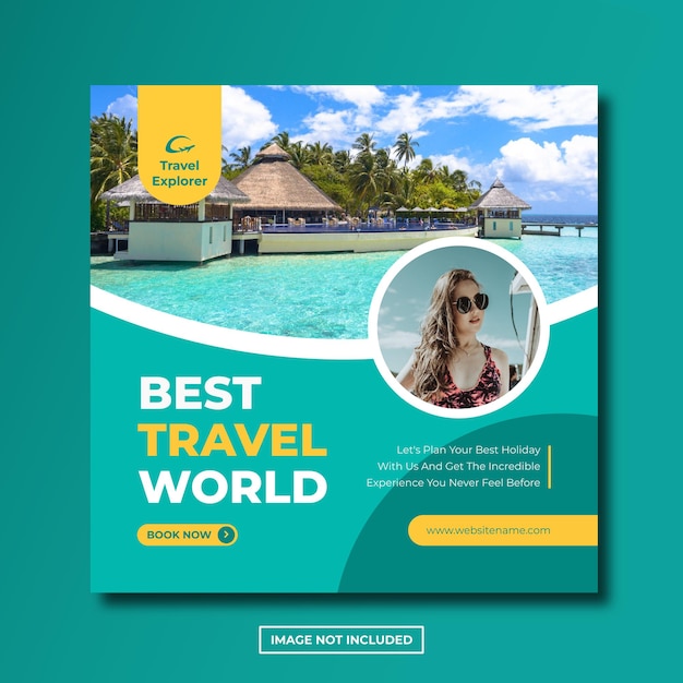 Travel explorer instagram post social media template