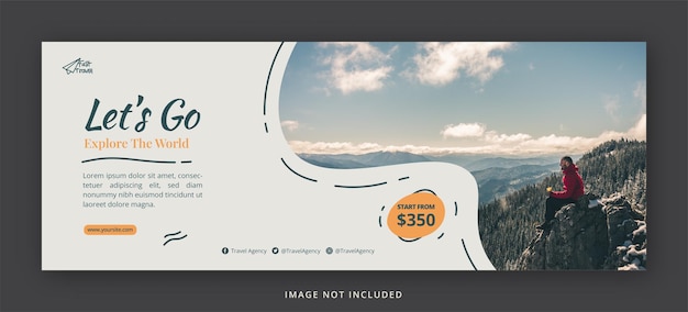 Travel facebook cover page and web banner design template