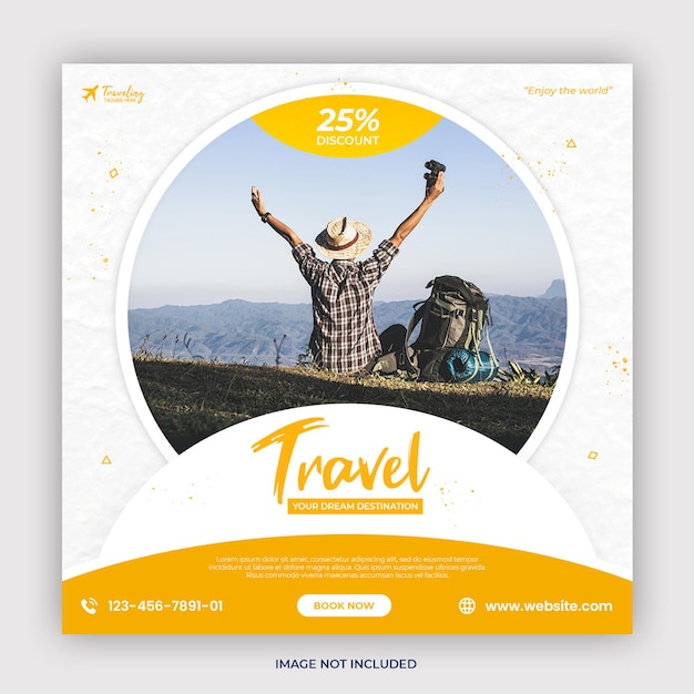 Travel holiday vacation Instagram post or social media banner template