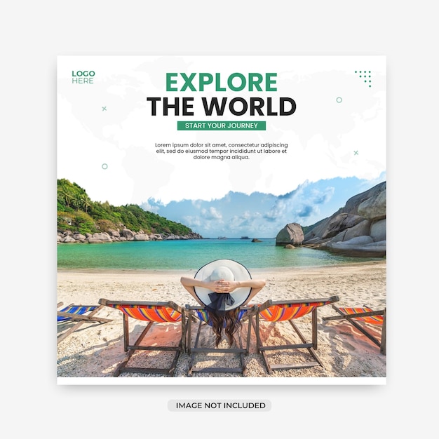 Travel holiday vacation instagram post or social media post design