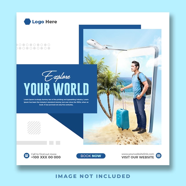 Travel holiday vacation social media post template