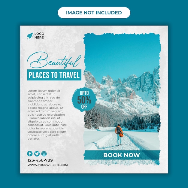 Travel holiday vacation social media post web banner template