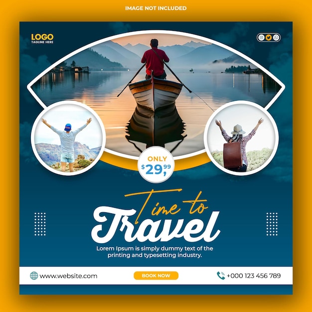 Travel holiday vacation social media post web banner