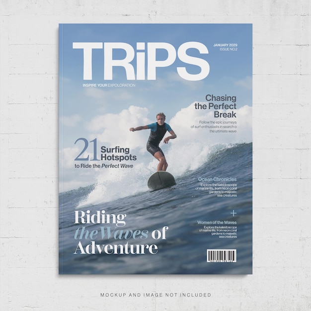 Travel Magazine Cover Layout Adventure Template Tourist Activity Explore Journey Vacation in Phot