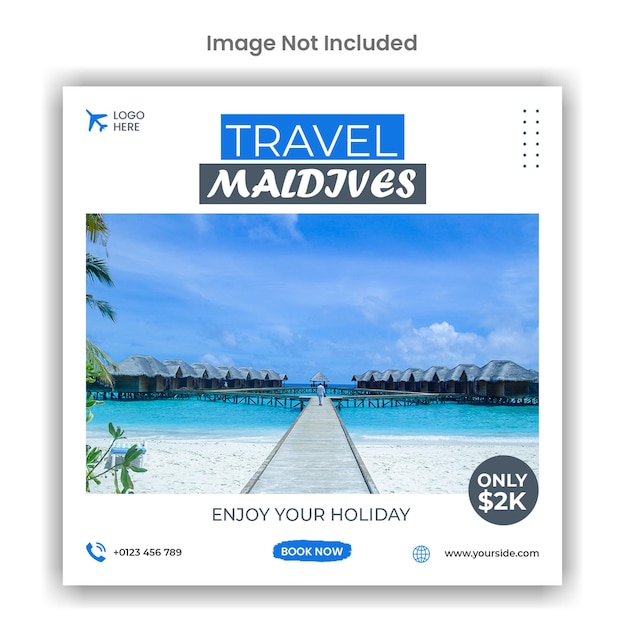 Travel Maldives social media or instagram post template design