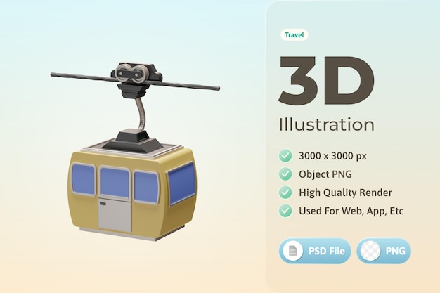 Travel Object Cable Car 3d Illustration