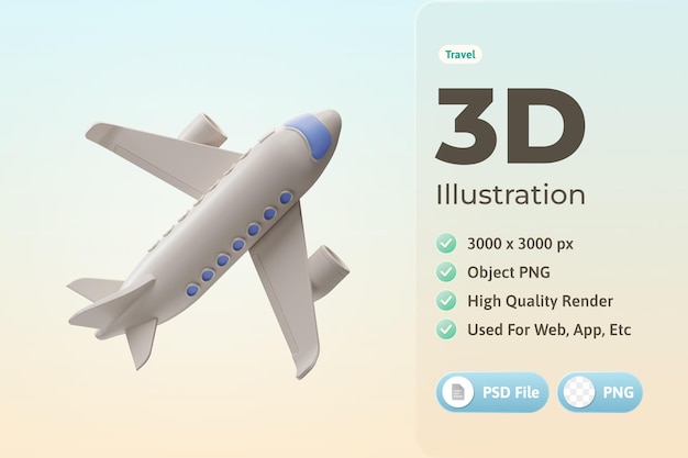 Travel Object Plane 3d Illustration