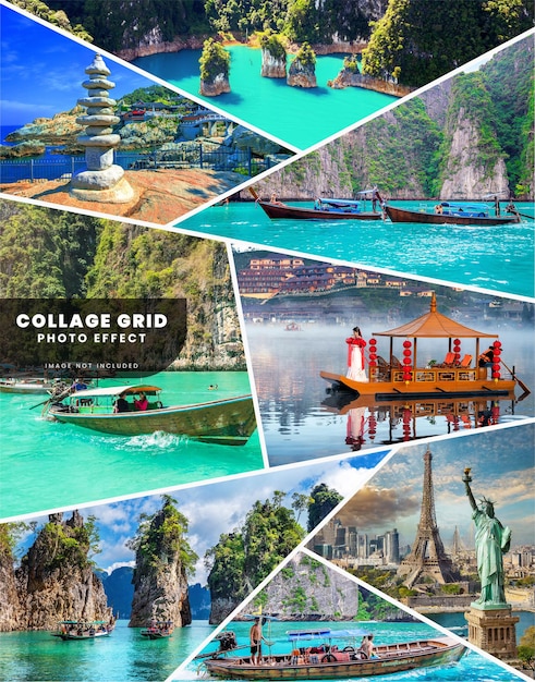 PSD travel photo collage grid photography concept travel banner album photo collage in modern style