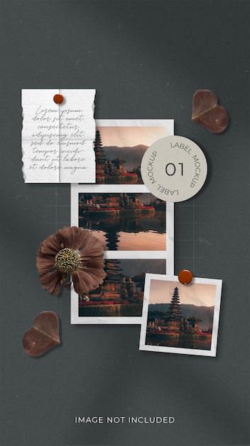 Travel photo frames moodboard mockup