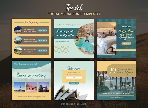 Travel Post Templates Social Media Banners for Instagram and Facebook