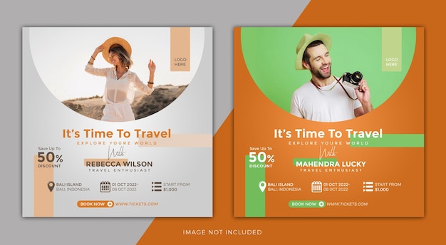 Travel sale social media post banner template