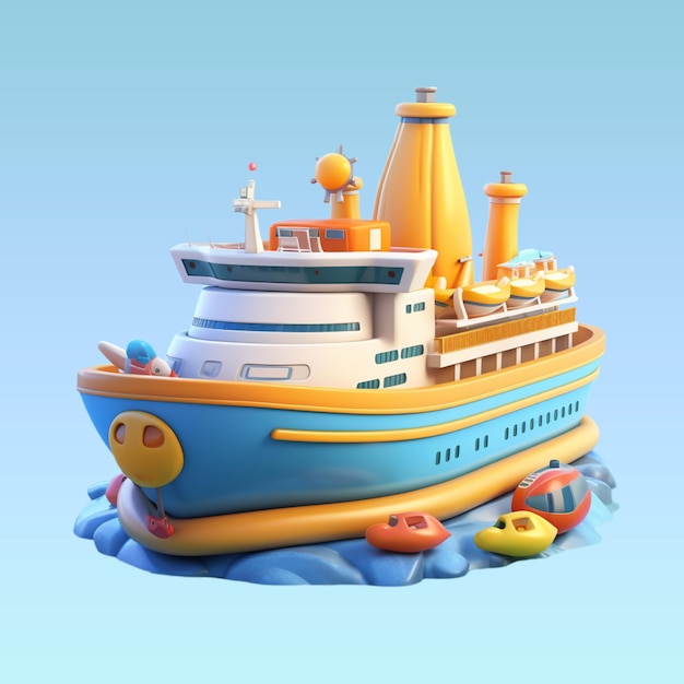 travel ship 3d render icon