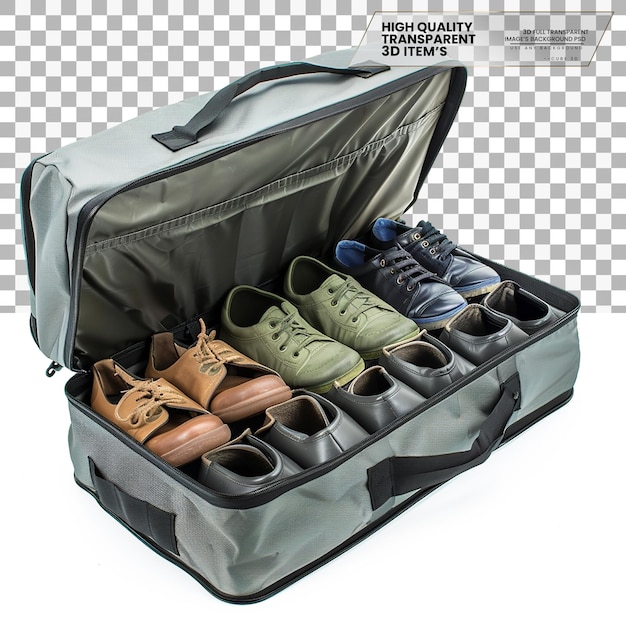 Travel shoe organizer A bag used for keeping shoes on transparent background