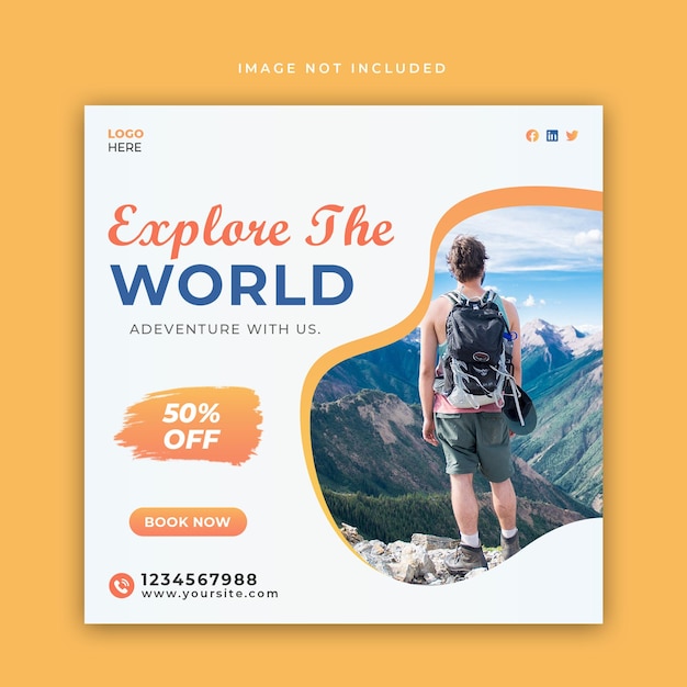 Travel social media and instagram post banner template