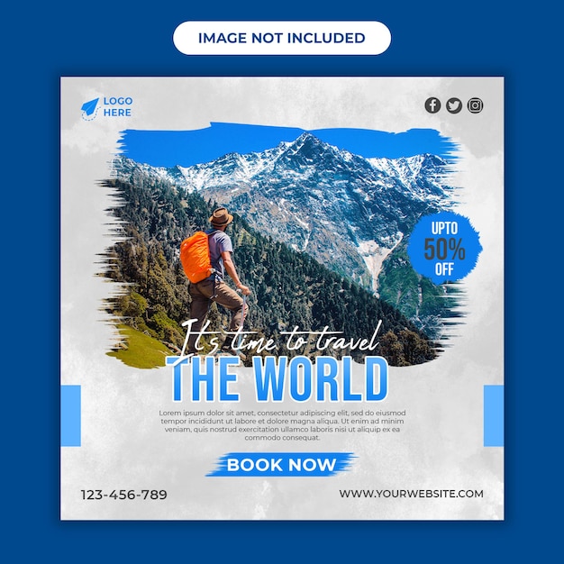 Travel social media post banner template