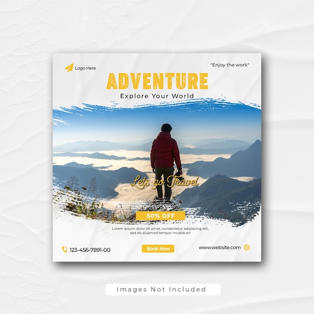 Travel Social Media Post Template or Travel Agency instagram post design