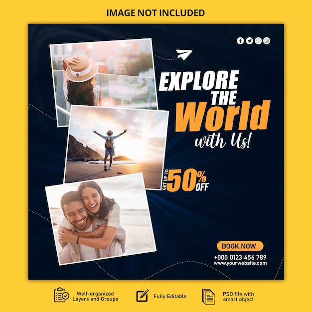 Travel Social Media Promotional Banner Post Design Template