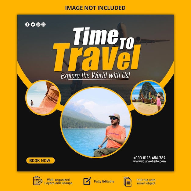 Travel Social Media Promotional Banner Post Design Template