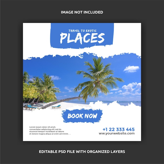 Travel square post social media instagram design template post