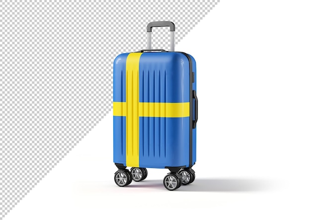 Travel Suitcase Mockup with Sweden Flag