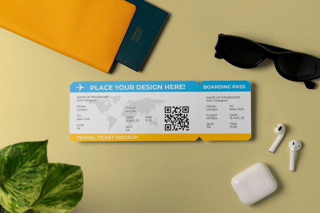 PSD travel ticket mockup design