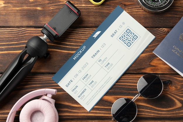 Travel ticket mockup design