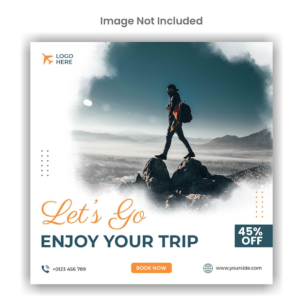 PSD travel tour holiday social media post template design