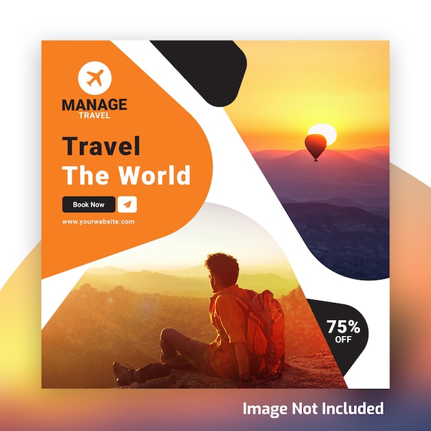  Travel tour instagram banner template psd