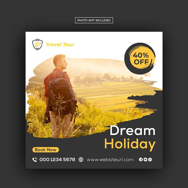 Travel tour instagram post or social media post template