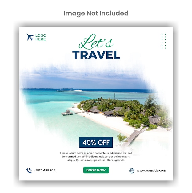 Travel tour social media or instagram post template