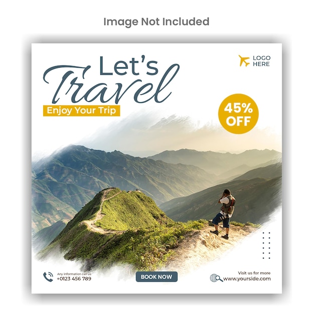 Travel tour social media or instagram post template