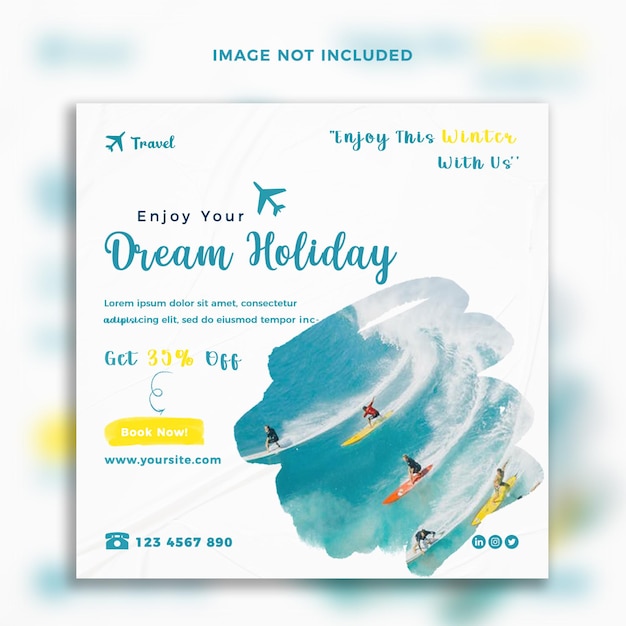 Travel tour social media post or Instagram post template design