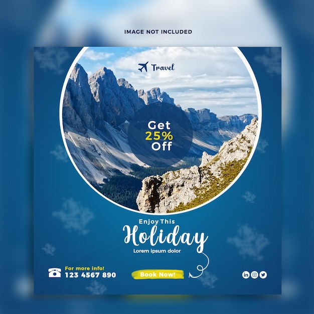 Travel tour social media post or Instagram post template design