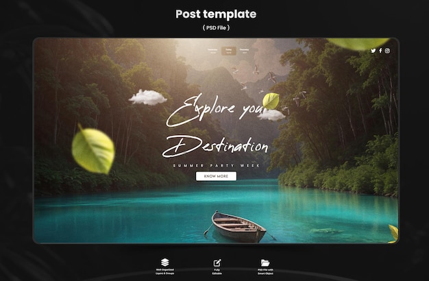 Travel and tour social media post instagram post or web banner template