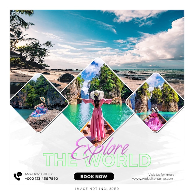 Travel and tour social media post Instagram post or web banner template