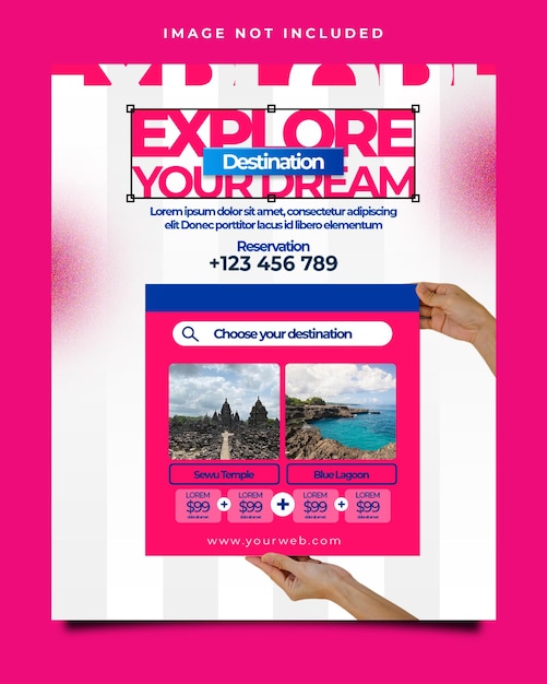 PSD travel and tour social media post instagram or web banner template