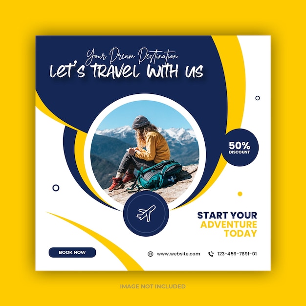 Travel and tour social media post template